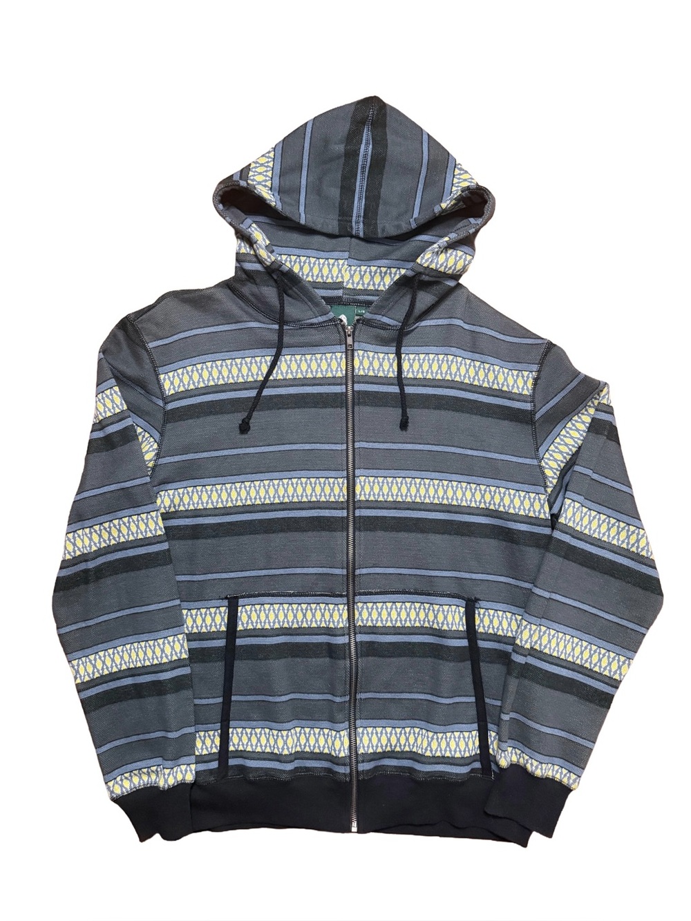 Urban Outfitters Aztec Striped Zip-Up Hoodie with Yellow Accent